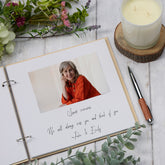 Personalised Wooden Engraved Memorial Funeral Remembrance Guest Book In Loving Memory