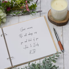 Personalised Wooden Engraved Memorial Funeral Remembrance Guest Book With Butterflies