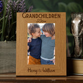 ukgiftstoreonline Personalised Grandchildren Elegant Style Photo Frame Gift Oak Wood Finish