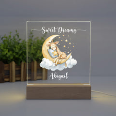 Personalised Baby Gifts Nursery Giraffe Night Light - LED Night Light for restful Sleep - Nursery Bedside Table Lamp - Christening Gift for Baby