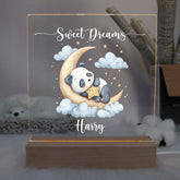 Personalised Baby Gifts Nursery Panda Night Light - LED Night Light for restful Sleep - Nursery Bedside Table Lamp - Christening Gift for Baby