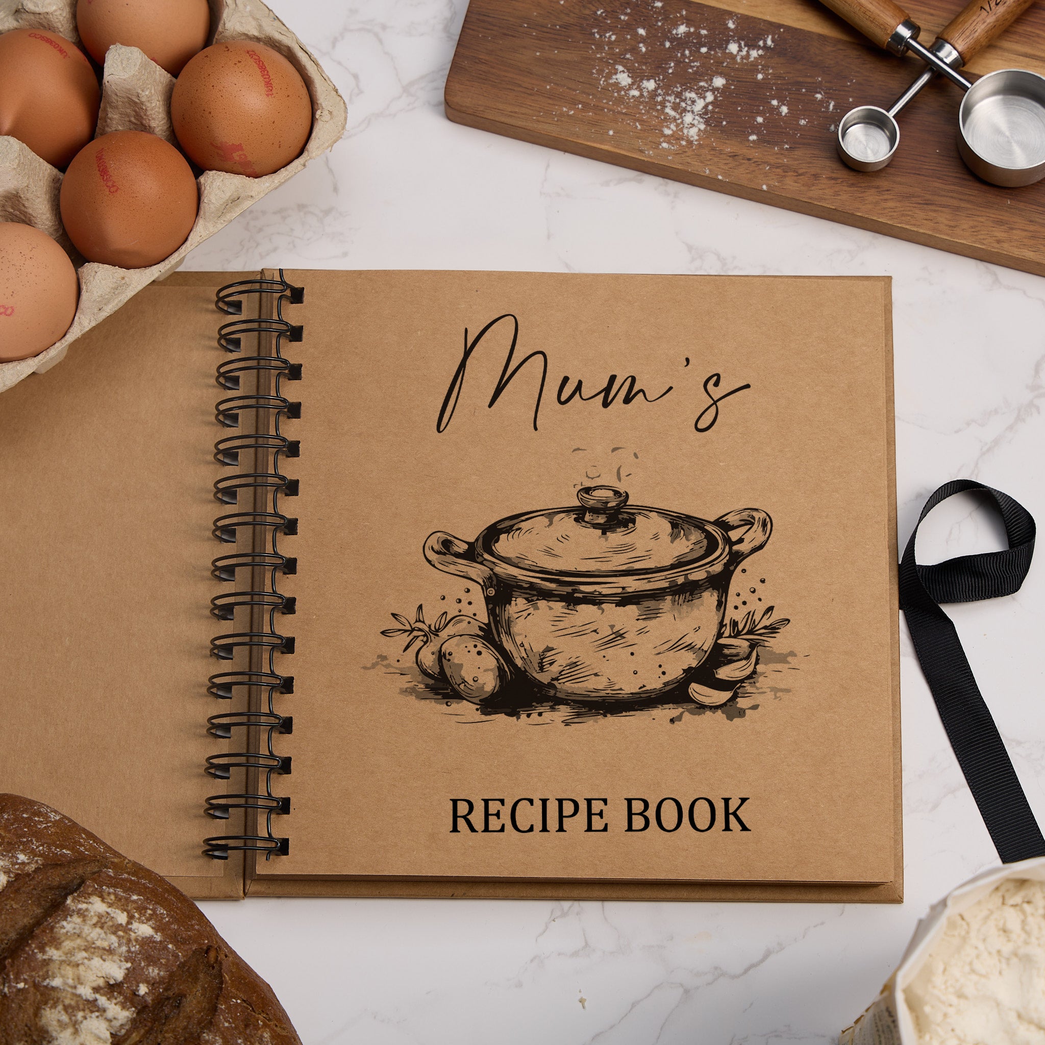 Personalised Any Name Recipe Book, Cook Book, Bakers Brown Cover Scrapbook ukgiftstoreonline