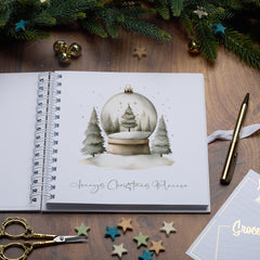 Personalised Christmas Planner Book With Decorative Snow Globe