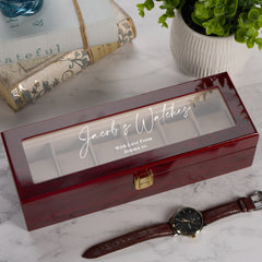 Personalised 6 Watches Wood And Glass Watch Box Gift For Him Or Her