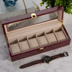 Personalised 6 Watches Wood And Glass Watch Box Gift For Him Or Her
