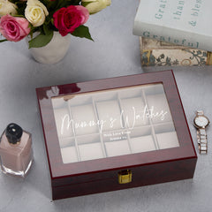 Personalised 10 Watches Wood And Glass Watch Box Gift For Him Or Her