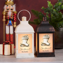 Personalised Christmas Light-Up Lantern Gift With Stocking