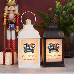 Personalised Christmas Light-Up Lantern Gift With Gnomes