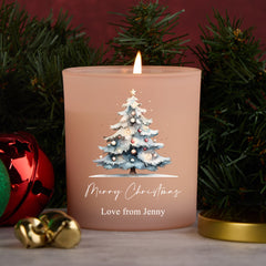 Personalised Christmas Pink Jar Candle With Tree