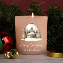 Personalised Christmas Pink Jar Candle With Globe
