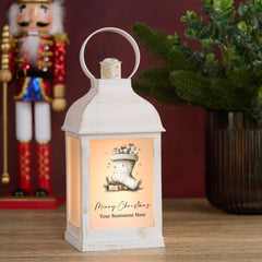 Personalised Christmas Light-Up Lantern Gift With Stocking