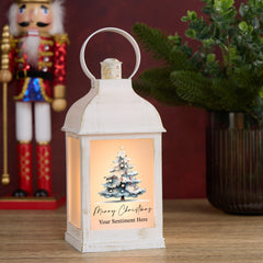 Personalised Christmas Light-Up Lantern Gift With Tree