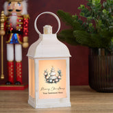 Personalised Christmas Light-Up Lantern Gift With Decorative Baubles