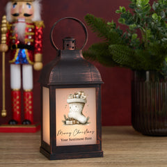 Personalised Christmas Light-Up Lantern Gift With Stocking