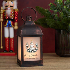 Personalised Christmas Light-Up Lantern Gift With Decorative Baubles