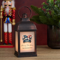 Personalised Christmas Light-Up Lantern Gift With Gnomes