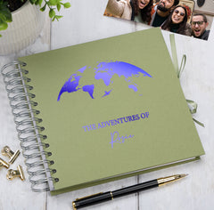 Personalised Adventures Holiday Love Multiple Colour Scrapbook Photo Album Scrapbook ukgiftstoreonline Olive Blue