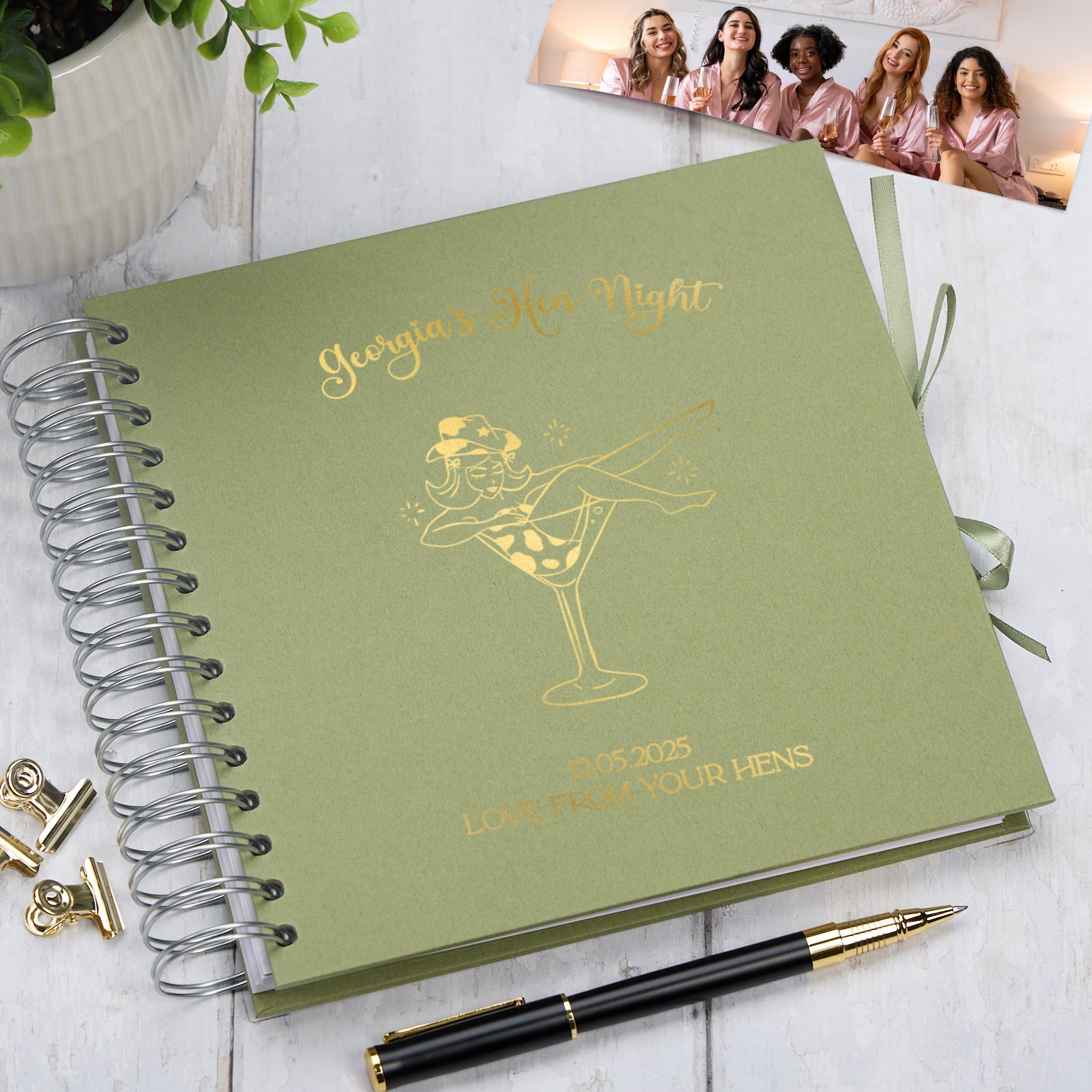 Personalised Girl in Glass Hen Night Memory Book Hen Party Scrapbook Album Photo Album ukgiftstoreonline