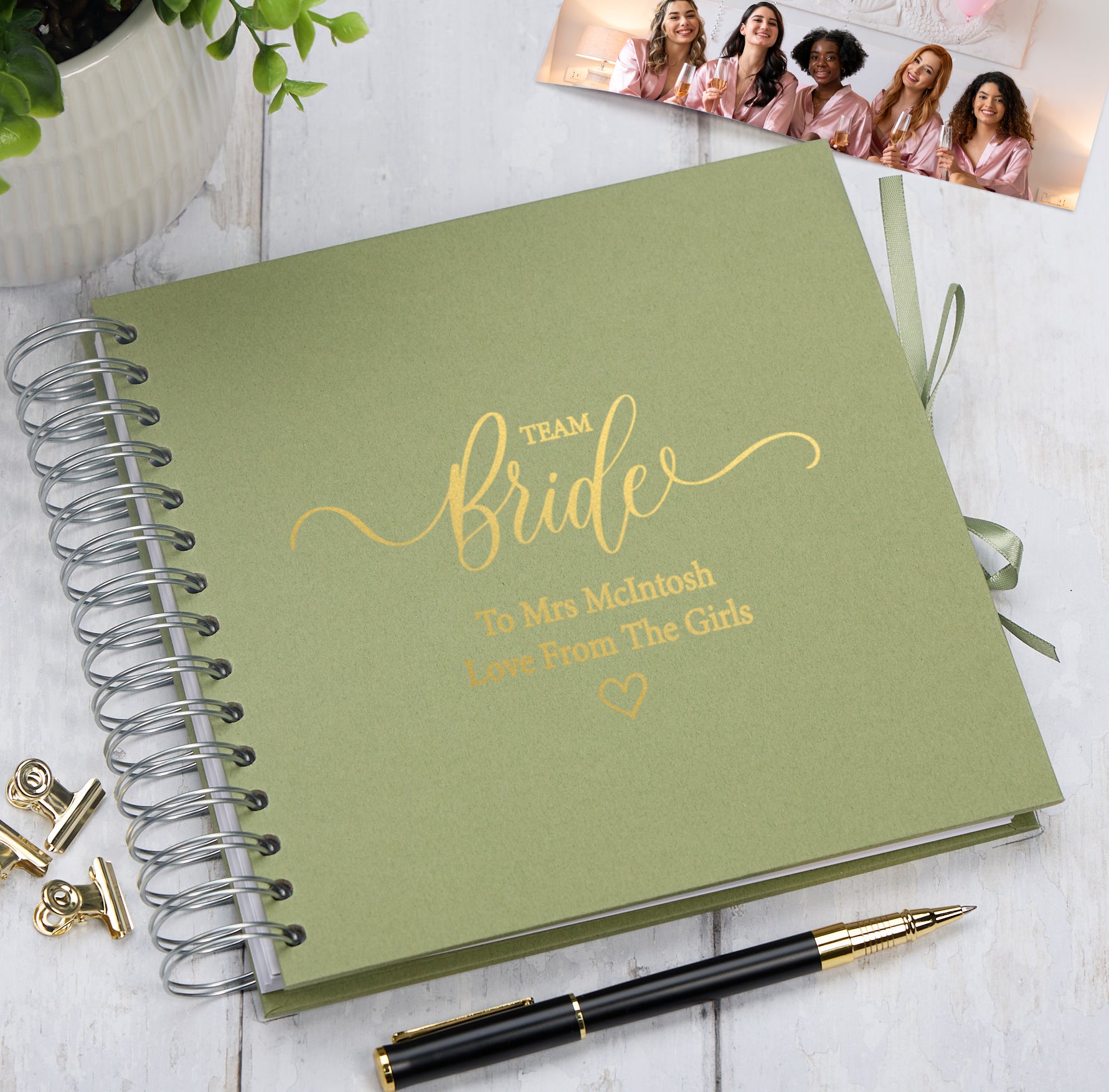 Personalised Team Bride Multiple Colour Guest Book Scrapbook or Photo Album Scrapbook ukgiftstoreonline Olive