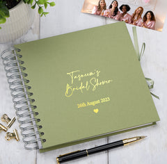 Personalised Bridal Shower Multiple Colour Guest Book Scrapbook or Photo Album Scrapbook ukgiftstoreonline Olive