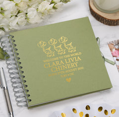 Personalised Baby Record Book, Multiple Colour Scrapbook or Photo Album With Elephants