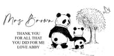Personalised Teacher Gift Engraved Thermal Travel Mug With Panda and Sentiment