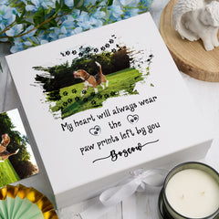 Personalised Paw Print Pet Memorial Box With Photo For Pet Lovers Custom Remembrance Condolence & Memory Keepsake Sympathy Gift