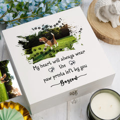 Personalised Paw Print Pet Memorial Box With Photo For Pet Lovers Custom Remembrance Condolence & Memory Keepsake Sympathy Gift