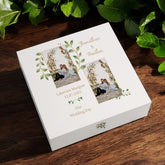 Personalised Wedding Keepsake Memory Box For Couples With Photo and Gold Leaf Border