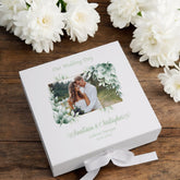 Personalised Luxury Wedding Memory Keepsake Box Custom Photos Couples Gifts Leaves Design