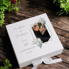 Personalised Custom Photo 1st Anniversary Keepsake Box Wedding Day Memory Gifts Married-Engaged Couple Gift