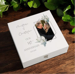 Personalised Custom Photo 1st Anniversary Keepsake Box Wedding Day Memory Gifts Married-Engaged Couple Gift