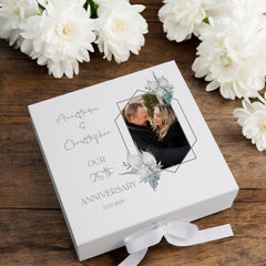 Personalised Custom Photo 25th Anniversary Keepsake Box Wedding Day Memory Gifts Married-Engaged Couple Gift