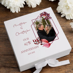 Personalised Custom Photo 40th Anniversary Keepsake Box Wedding Day Memory Gifts Married-Engaged Couple Gift