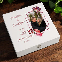 Personalised Custom Photo 40th Anniversary Keepsake Box Wedding Day Memory Gifts Married-Engaged Couple Gift
