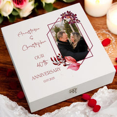 Personalised Custom Photo 40th Anniversary Keepsake Box Wedding Day Memory Gifts Married-Engaged Couple Gift