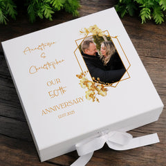 Personalised Custom Photo 50th Anniversary Keepsake Box Wedding Day Memory Gifts Married-Engaged Couple Gift