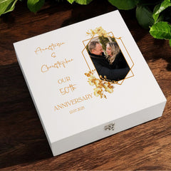 Personalised Custom Photo 50th Anniversary Keepsake Box Wedding Day Memory Gifts Married-Engaged Couple Gift
