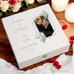 Personalised Custom Photo 60th Anniversary Keepsake Box Wedding Day Memory Gifts Married-Engaged Couple Gift