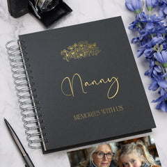 Personalised Large Nanny Photo Album With Sentiment Multiple Colours Photo Album ukgiftstoreonline Black 4x6 Inch Album