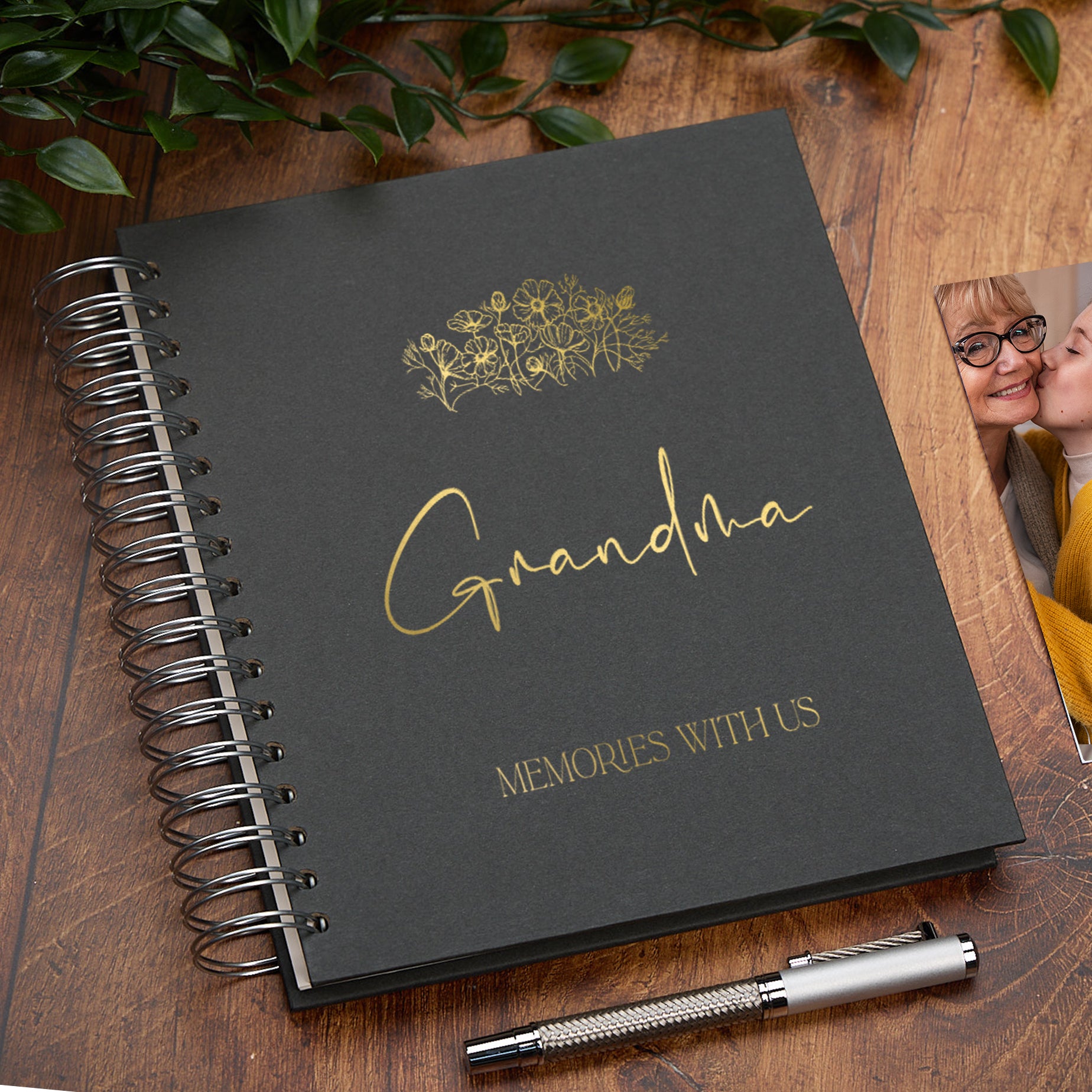 Personalised Large Grandma Photo Album With Sentiment Multiple Colours Photo Album ukgiftstoreonline Black 4x6 Inch Album