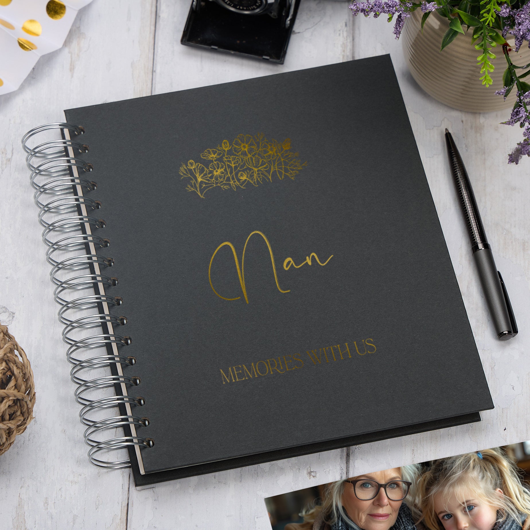 Personalised Large Nan Photo Album With Sentiment Multiple Colours Photo Album ukgiftstoreonline Black 4x6 Inch Album