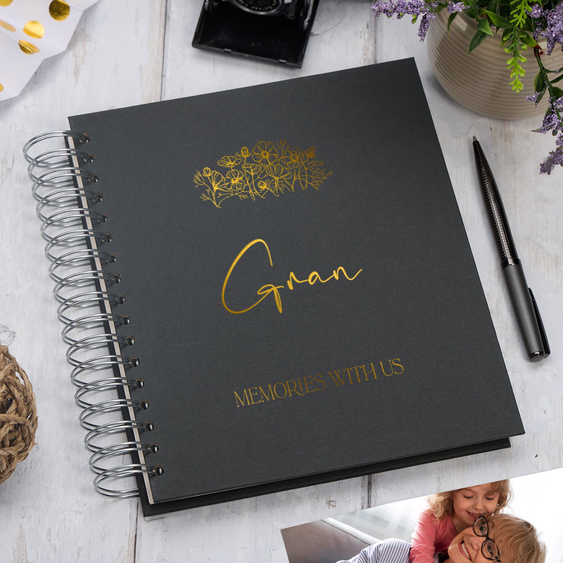 Personalised Large Gran Photo Album With Sentiment Multiple Colours Photo Album ukgiftstoreonline Black 4x6 Inch Album
