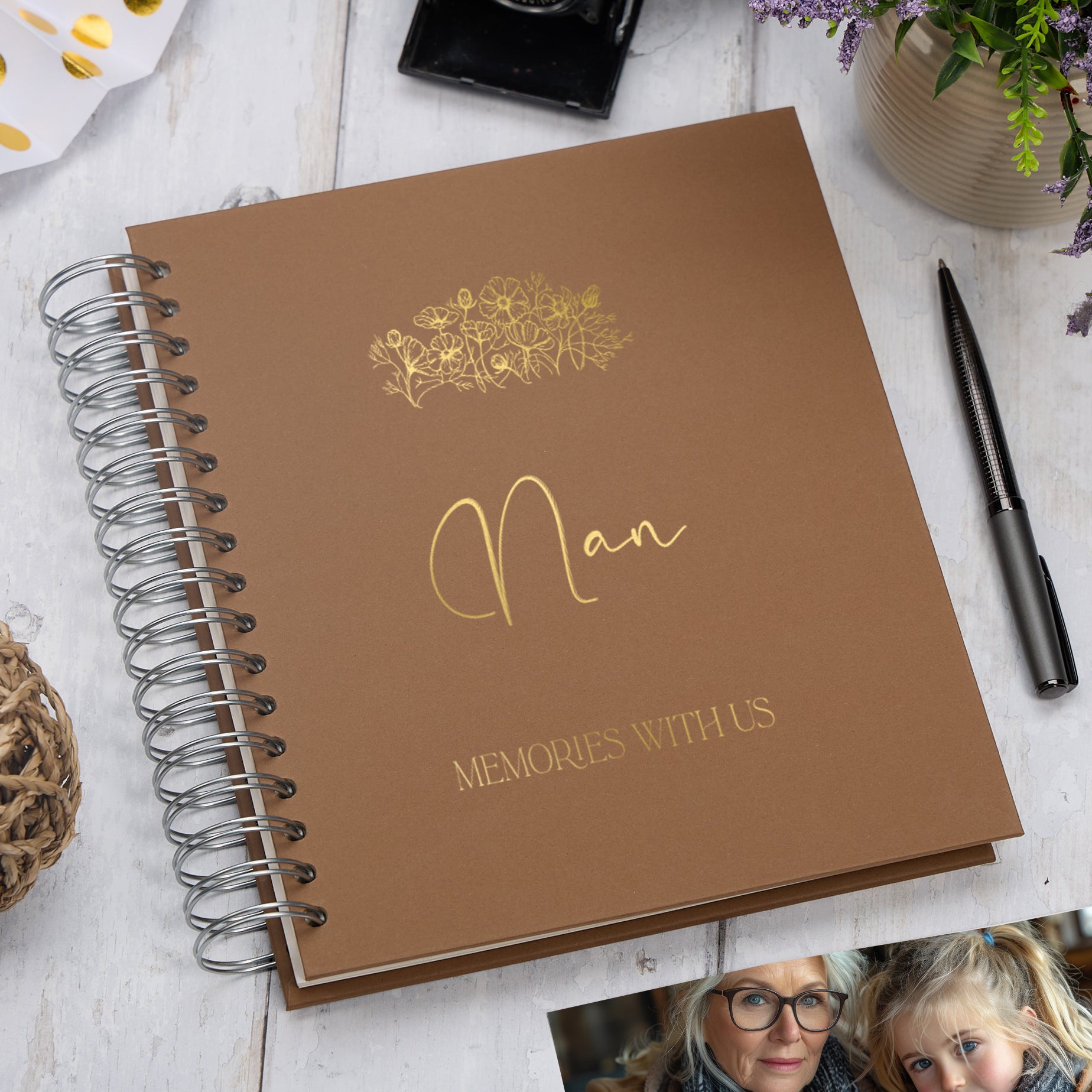 Personalised Large Nan Photo Album With Sentiment Multiple Colours Photo Album ukgiftstoreonline Brown 4x6 Inch Album