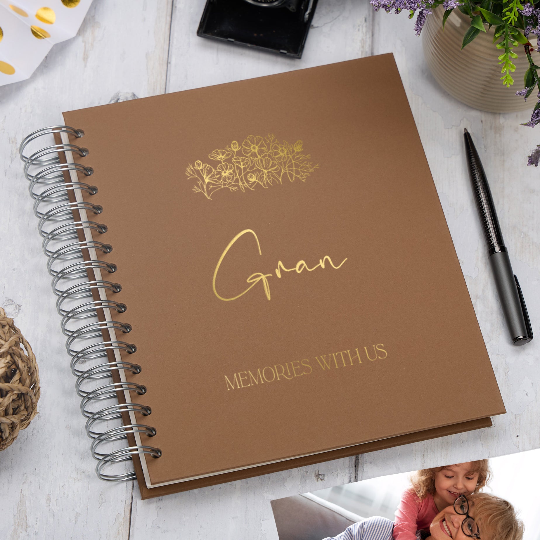 Personalised Large Gran Photo Album With Sentiment Multiple Colours Photo Album ukgiftstoreonline Brown 4x6 Inch Album