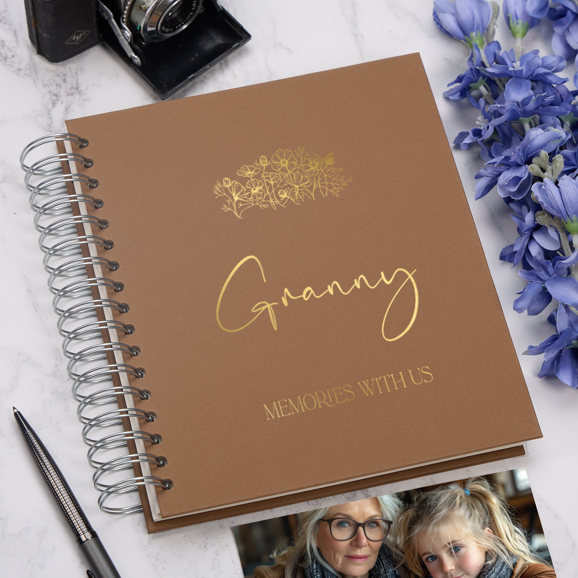 Personalised Large Granny Photo Album With Sentiment Multiple Colours Photo Album ukgiftstoreonline Brown 4x6 Inch Album