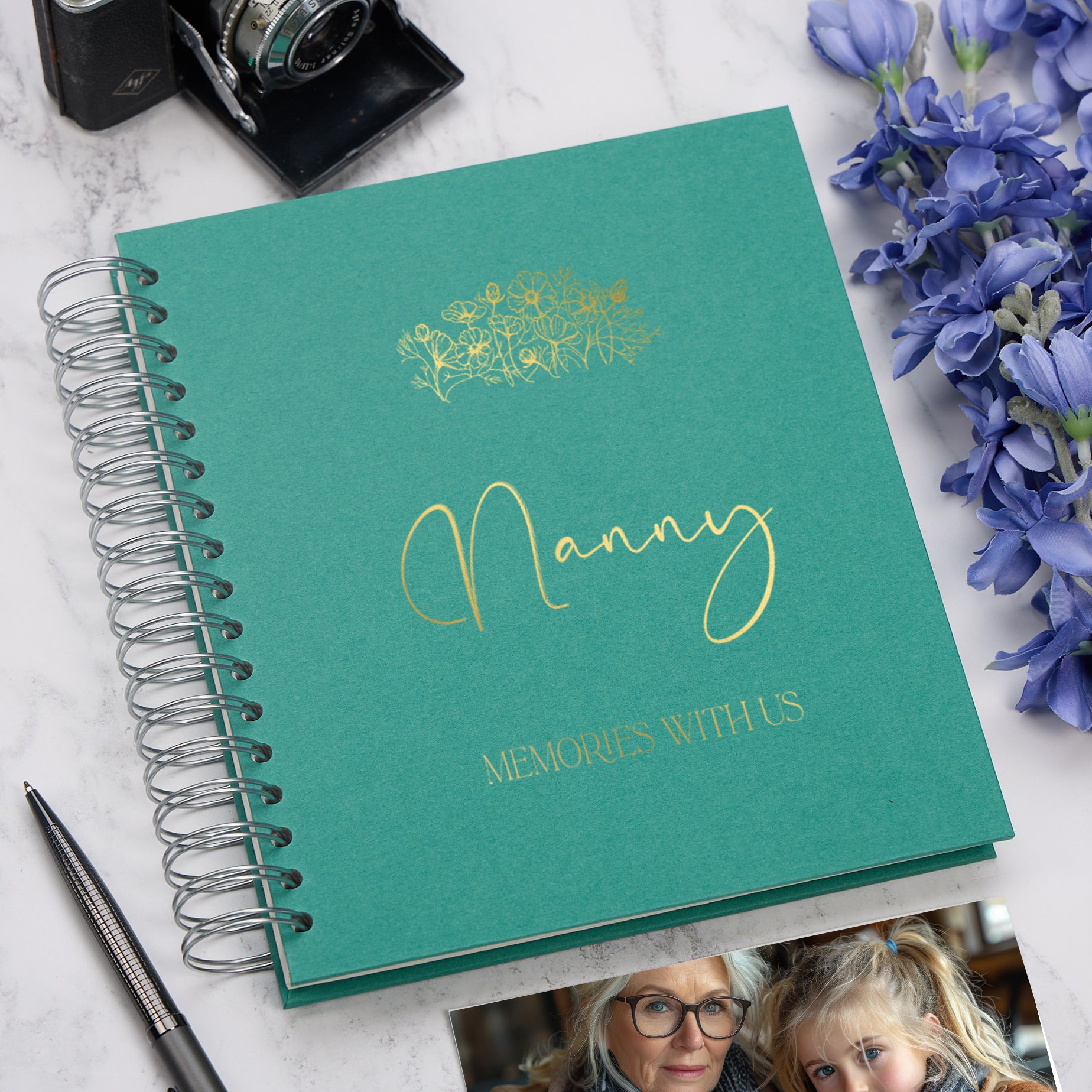 Personalised Large Nanny Photo Album With Sentiment Multiple Colours Photo Album ukgiftstoreonline Emerald Green 4x6 Inch Album