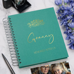 Personalised Large Granny Photo Album With Sentiment Multiple Colours Photo Album ukgiftstoreonline Emerald Green 4x6 Inch Album