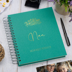 Personalised Large Nan Photo Album With Sentiment Multiple Colours Photo Album ukgiftstoreonline Emerald Green 4x6 Inch Album