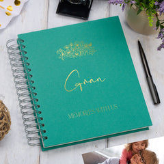Personalised Large Gran Photo Album With Sentiment Multiple Colours Photo Album ukgiftstoreonline Emerald Green 4x6 Inch Album